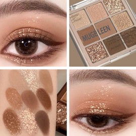 MADGININE 9-Color Brown Eyeshadow Palette 2 PCS Dark Eyeshadow Palette, Dark Brown Eyeshadow, Waterproof Long Lasting Nude Eyeshadow Palettefor Women, Soft and No Clumping Eyeshadow Palette