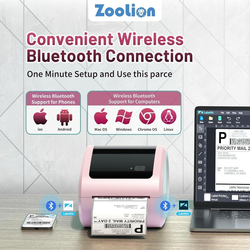 Phomemo D520BT 4X6 Shipping Label Printer Bluetooth Wireless Thermal Label