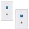 Ethernet Coax Wall Plate 2Pack,1 Cat6 Ethernet Port and 1