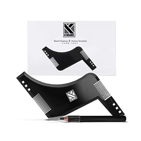 Beard Shaping Tool for Men - Beard Shaper and Styler Template with Comb & Beard Pencil - by K-Brands