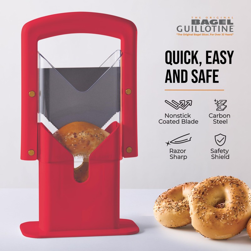 Hoan Bagel Guillotine Universal Slicer with Built-in Finger Safety Shield,