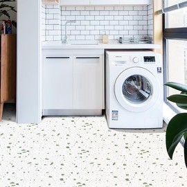 SVNOOC Vinyl Flooring Peel and Stick 30x30cm Kitchen Splashback Waterproof Removable Decorative Tile Stickers 10 Pieces (Cool White)