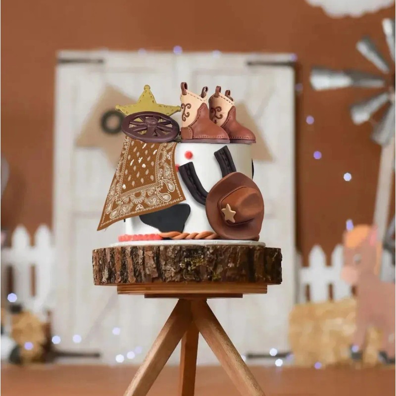 Decoración Pastel De Vaquero Del Oeste Para Fiesta Cumpleaño Rdffcoo