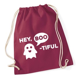 Hippowarehouse Hey boo-tiful Drawstring Cotton School Gym Bag 37cm x 46cm, 12 litres