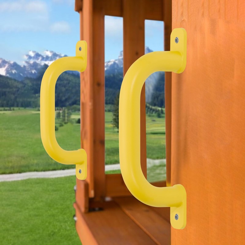 Purife 10'' Yellow Playground Accessories Metal Handles Set of 2
