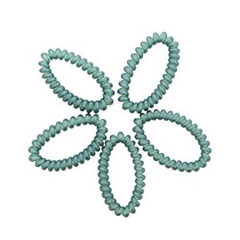 Shiny Coil Pony Holders Spiral Hair Ties - 5 Pack (Hunter)