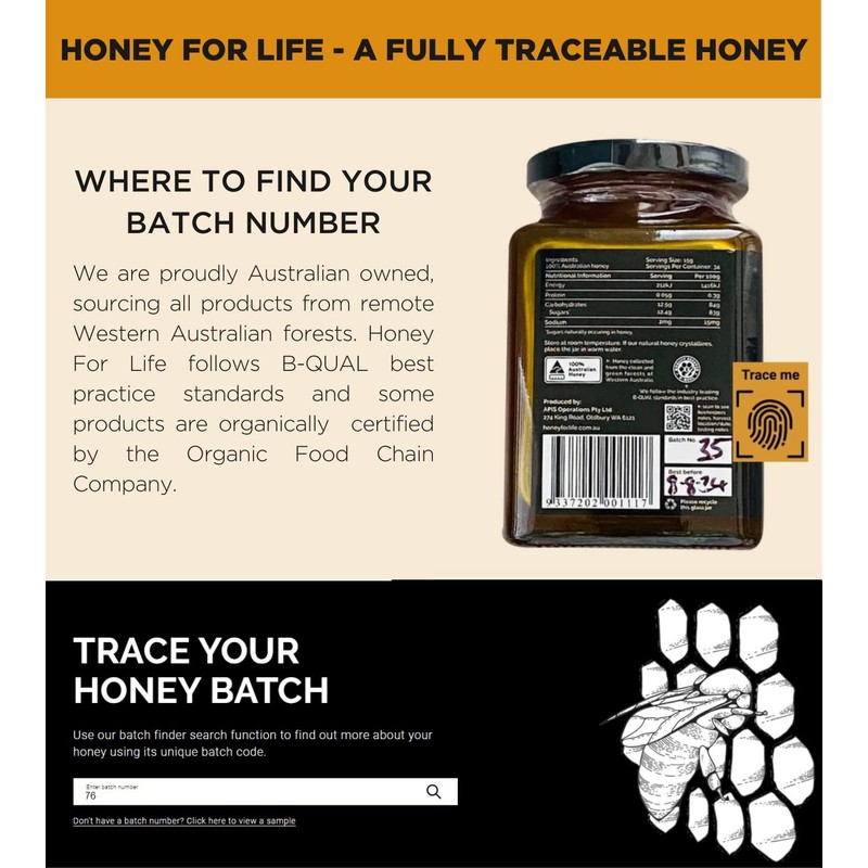 Honey For Life Active Jarrah TA35+ Medicinal Honey 260 g