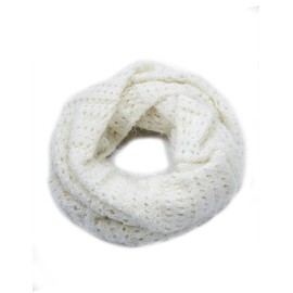 Dahlia Women's Knit Infinity Scarf - Silky Soft Feather Yarn - White