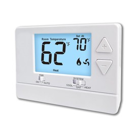 NonProgrammable Thermostat for Home, Digital Energy-Saving Thermostat,Single-Stage Systems, 1 Heat/1 Cool, Easy DIY Install,White Backlight
