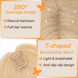 TESSHAIR Clip In Fringe 360° 3D Cover Clip in Side Bangs 100% Real Human Hair Toppers with Side Bangs Natural Fringe Clip in Hair for Women(Blonde, 10g)