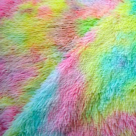 Teddy Fabric Rainbow Faux Fur Fabric from 1 x 1.65 m Polyester Fabric Faux Fur Fleece, Motif: Rainbow 2