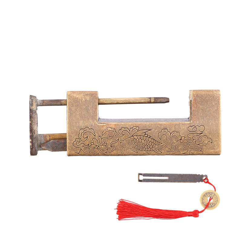Chinese Antique Lock Spacing 4.3cm/1.7in Brass Chinese Old Style Padlock