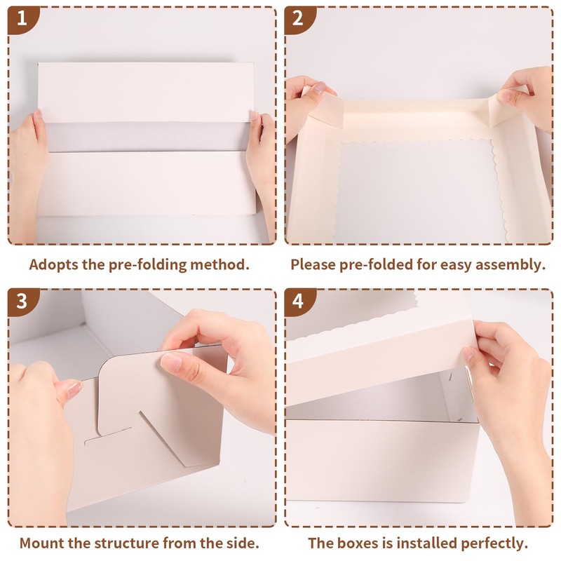 PFAMKEER 12pcs 19x14x4 inch Cake Boxes with Window，White Rectangle Sheet