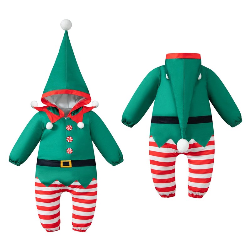 bakjuno Toddler Baby Boys Girls Santa Outfit Christmas Elf Costume