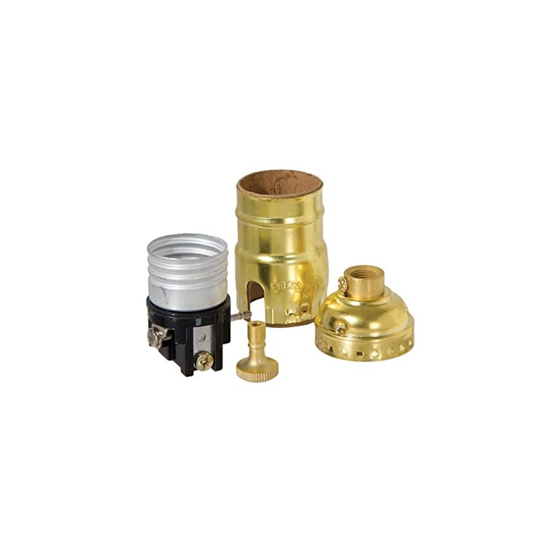 B&P Lamp® Brass Turn Knob Sockets, Unfinished Brass, 3-Way Function,