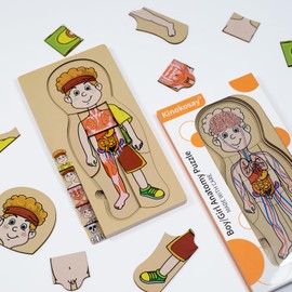 My Body Parts Puzzle for Toddlers Children Girls Boys Montessori Wooden Anatomy Puzzle 3-5 Years Old Preschool Educational Game Human Body Cognitive Toy (Noah)