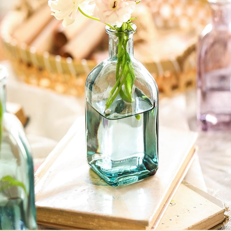 Coastal Style Small Decor Nordic Minimalist Glass Vase,Retro Green Set