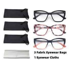 3-Pack Reading Glasses for Women Stylish Oprah Cat-Eye Spring Hinge Clear Lenses Readers Anti Eyestrain, Black Black-Pink Pink-Dot 2.5 x