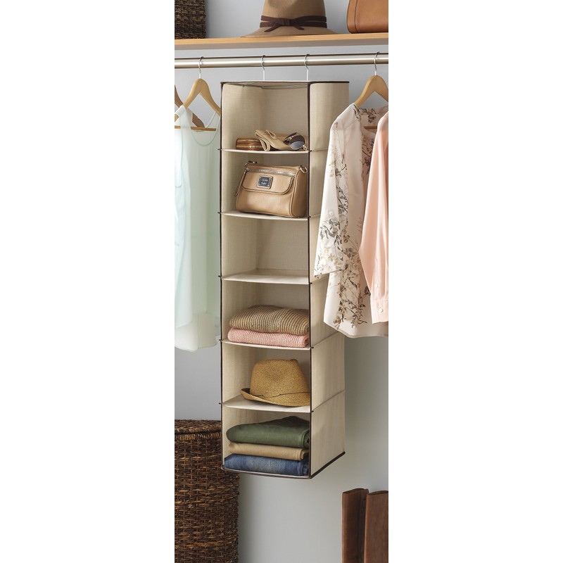 Whitmor Closet Organizer Heavy Duty Canvas 6 Shelf Hanging Accessory