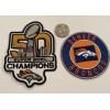 (2) DENVER BRONCOS VINTAGE EMBROIDERED IRON ON PATCHES 3"x3" &