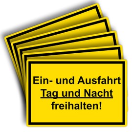 Strobo XXL Einfahrt und Ausfahrt freihalten sign, 40 x 30 cm, made from sturdy PVC hard foam board, 5 mm, with UV protection, pack of 5
