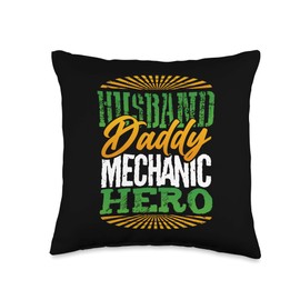 Gift for Dad - Husband Daddy Mechanic Hero Throw Pillow