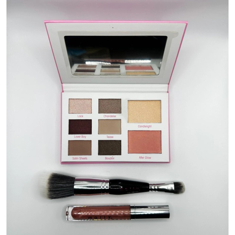 mally Eye&cheek pallette +make up brush + lipstick +mally cosmetic