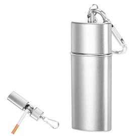Ashtray for On the Go Bags Pocket Ashtray Odour-Proof Travel Ashtray for Dog Walking Hiking Stainless Steel with Lid Gliding 12.5 x 1 cm (Silver)
