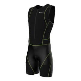 Sparx Men Competitor Triathlon Suit Mens Trisuits | Italian Technical Fabric | Soft Chamois | 4 Pockets | Bike-Swim-Run (Green Seams, Small)