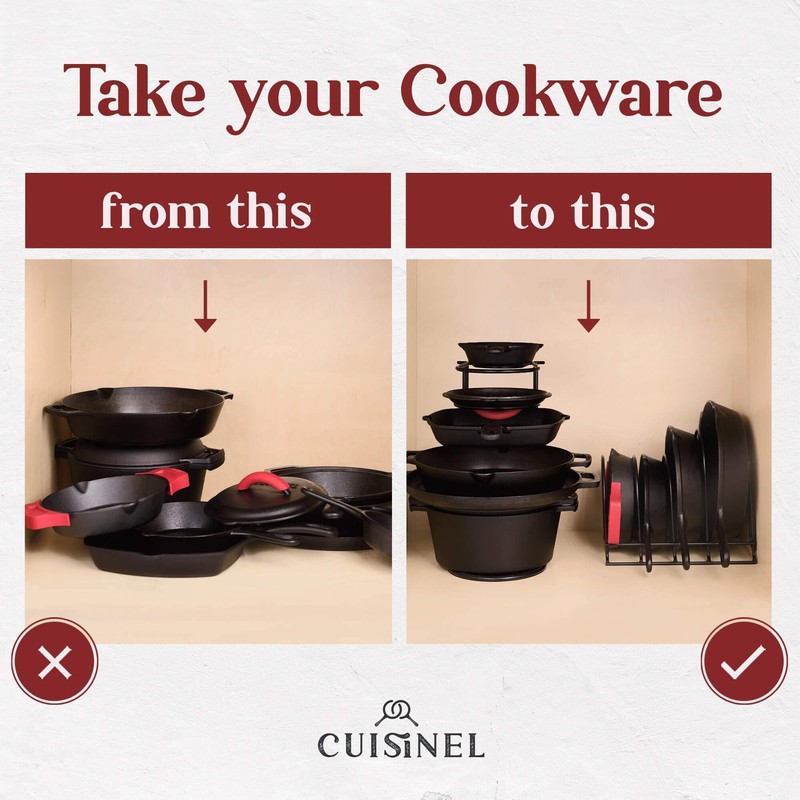 Cuisinel Pots and Pans Organizer - 15" Heavy Duty Skillet