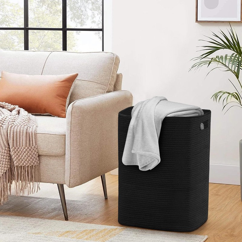 MEGASKET Large Laundry Hamper 16"x13"x22" - Tall Woven Laundry Basket,