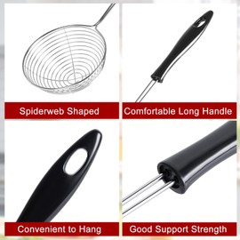 9 Pcs Stainless Steel Hot Pot Strainer Spoons, 8cm Small Spider Spoon, Hot Pot Strainer Scoops, Asian Strainers Ladle with Handle for Home and Restaurant