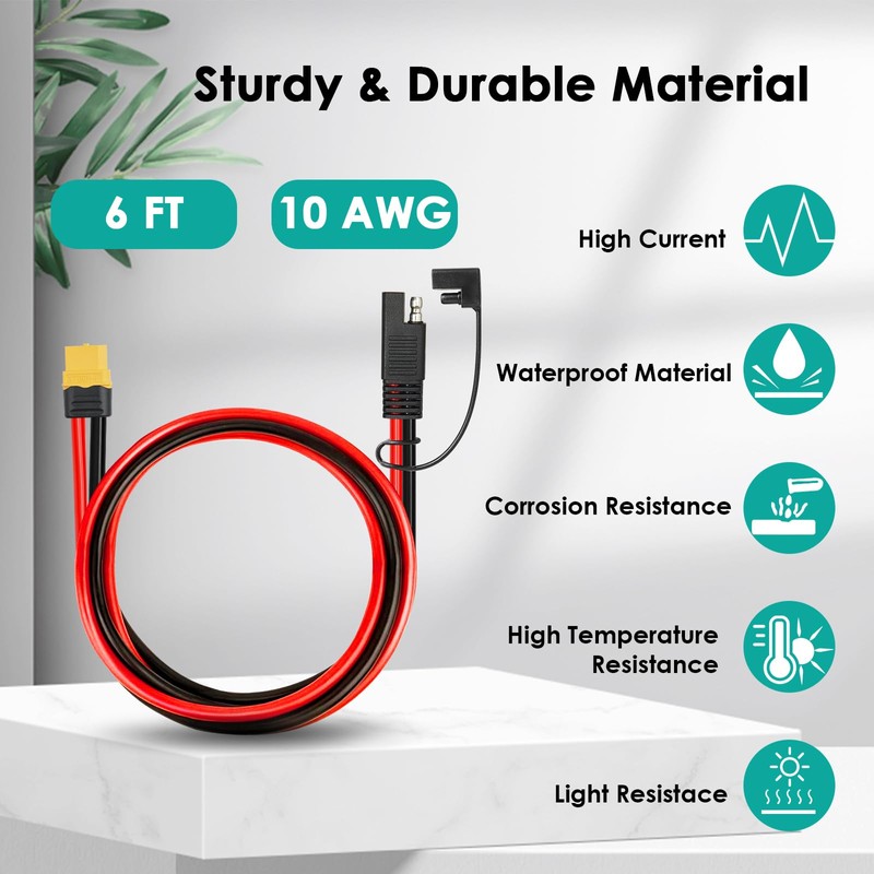 MOOKEERF 6FT XT60 Female to SAE Cable with SAE Polarity