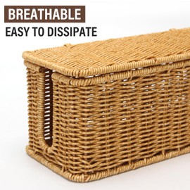 DOVORSY Cable Management Box, Rattan Resistant Cable Organizer, 2 Open Slot Cable Hideaway Box, Under Desk Cable Organizer for Computer Router USB Hub and Power Outlet, 13” x 5.1” x 5.1”（2 Pcak）