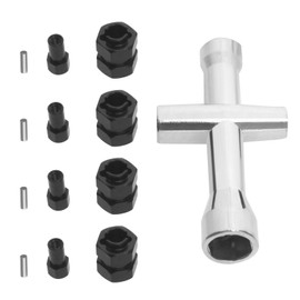 Be In Your Mind 4pcs Black Brass Extended 7mm Hex Wheel Hubs 8mm Thick Wheel Spacers Compatible with SCX 24 1/24 RC Car with Cross Wrench