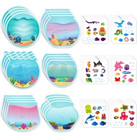 CY2SIDE 24PCS Summer Sea Animal Stickers Scene for Kids, Make A Sea Sticker Scene with Sharks Tropical Fish, Make Your Own Ocean Animal Sticker Scene Art Craft, DIY Summer Party Games Class Activities