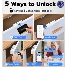 Anweller Smart Cabinet Lock, Hidden No Drill Keyless Electronic Digital Bluetooth RFID Magnetic Child Safety Baby Proofing Drawer Lock for Cupboard Closet Liquor Adults Secret Cabinets - White Orange