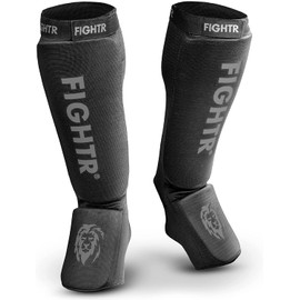FIGHTR Premium Shin Pads for Martial Arts Kickboxing Boxing Shin Guards for Adults (All Black, Adults)
