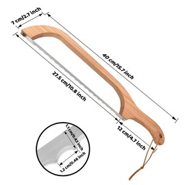 Wooden Bread Slicer, Bread Knife with Screwdriver, Stainless Steel Serrated Saw Bread Cutter for Bagels, Baguettes and More