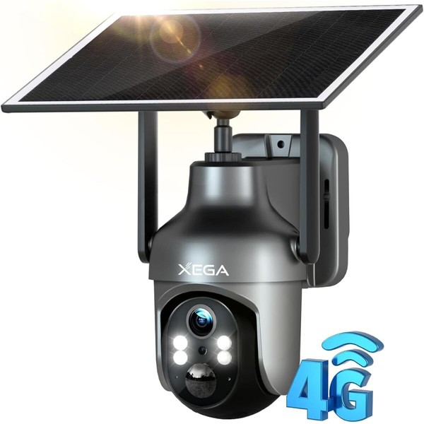 Xega 2K 4G LTE Cellular Security Camera with Built-in Sim
