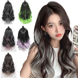 VEVE & MIKI One-touch Extension, Gradient Collar Extension, Long Curled, Hair Wig, Point Wig, Wig Partial Wig, Extension, Curly Hair, One Touch, Heat Resistant, Natural, Fashion, Easy to Install 50CM