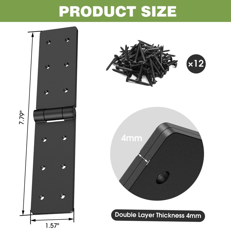Mdkave Heavy Duty Gate Hinges,270° Solid Double Layer Folding Butt