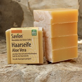 Savion 4+1 Organic Hair Soap Aloe Vera, Vegan, Handmade, Palm Oil Free, Plastic-Free, 5 x 85 g