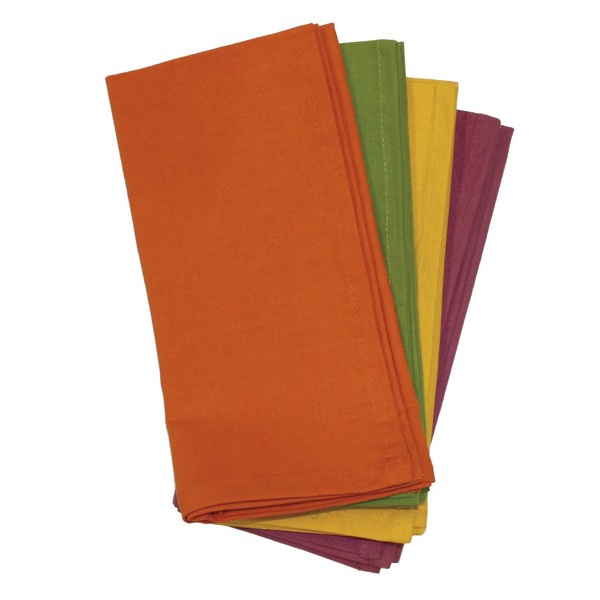 Aunt Martha's Fall Collection Dinner Napkins, Set of 4, Orange, Green, Yellow And Purple
