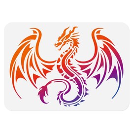 DOODLREAM Dragon Stencil for Painting 29.7 x 21cm Reusable Plastic Decor Dragon Stencils for Painting on Wall Wood Furniture Fabric Canvas, DIY Craft Stencil