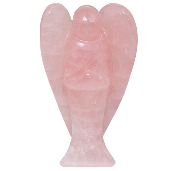 mookaitedecor 3 Inch Rose Quartz Crystal Guardian Angel Gemstone Carved Figurine Statue Pink Home Ornament, Healing Crystal Gifts, Love Peace Lucky Charm Stone Angel for Reiki Chakra Decoration