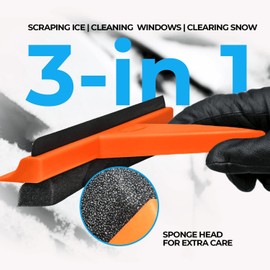 2 X Chunky Car Squeegee and Ice & Snow Scraper - Cold Frosty Mornings Scrapers - PAIR for Him & Her Cars