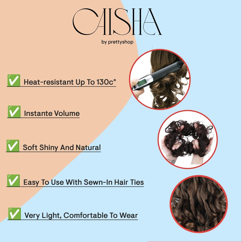 CAISHA Large Hairpiece Scrunchy Instant Updo Curly Messy Bun Platinum