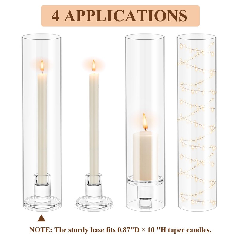 Hurricane Candle Holder Thickened Cylinder Covers 4 Pcs Taper Candle