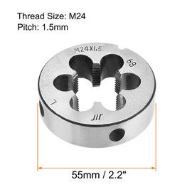 TA-VIGOR 1pc M24 x 1.5 Metric Adjustable Threading Die, Alloy Tool Steel Left Hand Round Die for Processing, Correcting or Cleaning External Threads (Metal, Plastic)